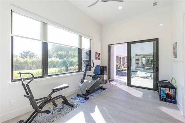 Fitness Equipment, Interior, Recessed Lighting, Wood Texture Flooring