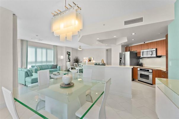 Dining room, Interior, Kitchen, Living room, Recessed Lighting, Stainless Steel Appliances