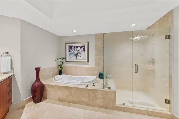 Bathroom, Glass Shower, Interior, Recessed Lighting