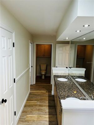 Bathroom, Interior, Recessed Lighting, Wood Texture Flooring