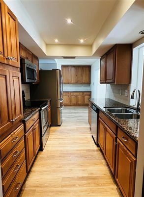 Interior, Kitchen, Recessed Lighting, Wood Texture Flooring