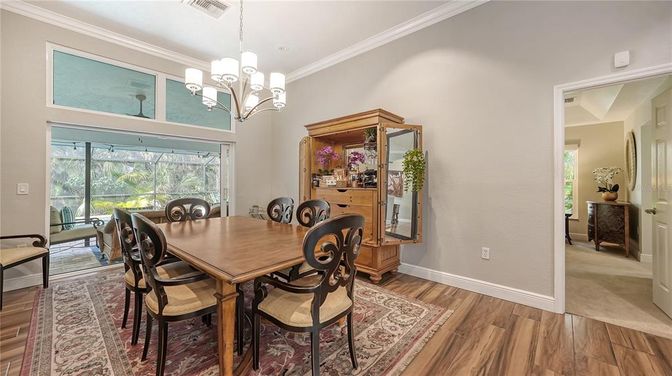Chandelier, Dining room, Interior, Wood Texture Flooring