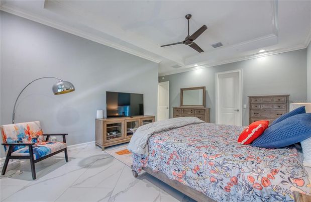 Bedroom, Interior, Marble, Recessed Lighting