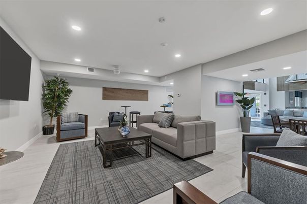 Dining room, Fitness Equipment, Interior, Living room, Recessed Lighting