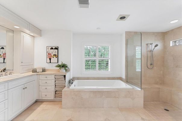 Bathroom, Glass Shower, Interior, Recessed Lighting