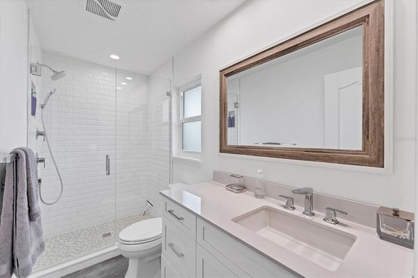 Bathroom, Glass Shower, Interior, Recessed Lighting
