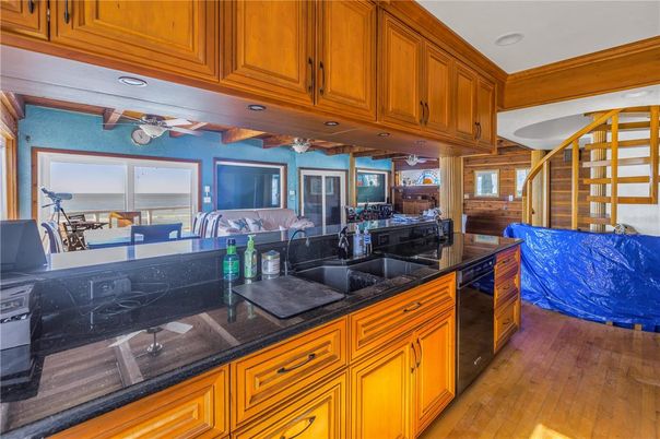 Interior, Kitchen, Living room, Recessed Lighting, Wood Texture Flooring