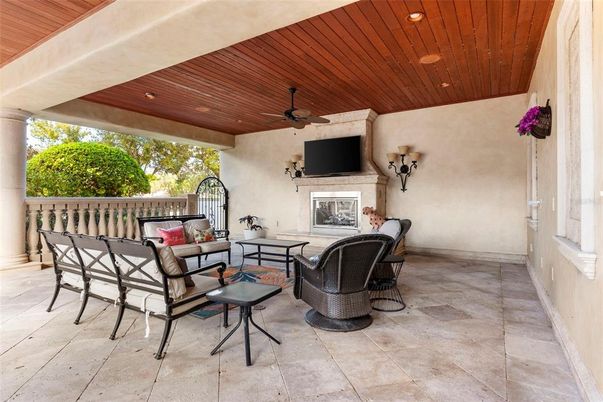 Exterior, Fireplace, Wooden Ceilings