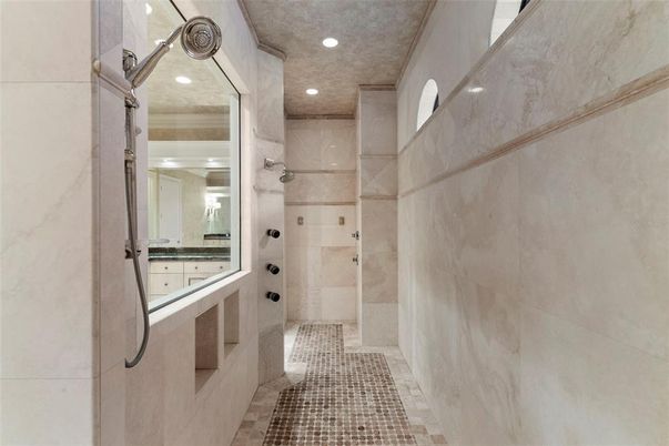 Bathroom, Glass Shower, Interior, Recessed Lighting