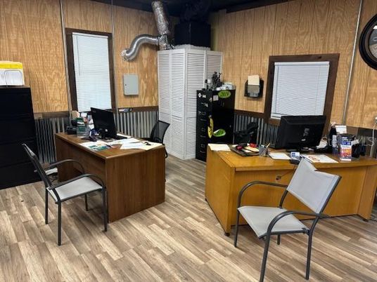 Home Office, Interior, Wood Texture Flooring, Wooden Walls