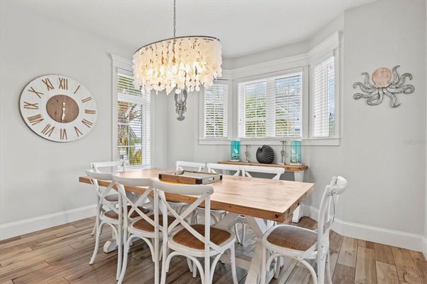 Chandelier, Dining room, Interior, Wood Texture Flooring