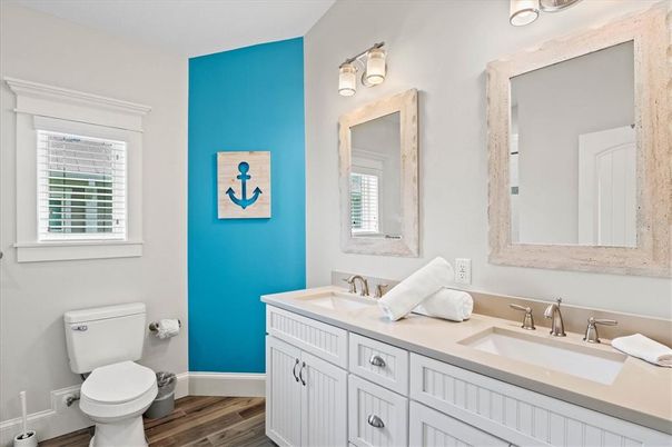 Bathroom, Dual Sink Vanities, Interior, Wood Texture Flooring