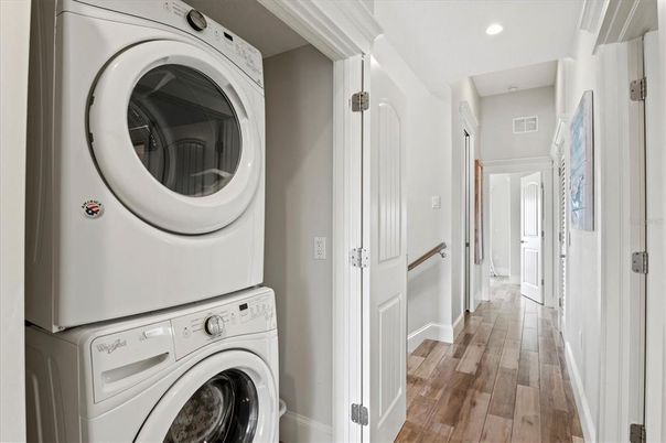 Interior, Recessed Lighting, Utility Closets, Washer, Wood Texture Flooring