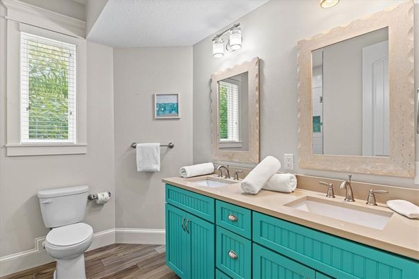 Bathroom, Dual Sink Vanities, Interior, Wood Texture Flooring
