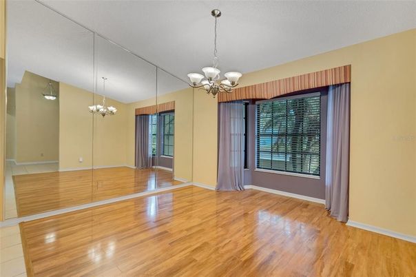 Chandelier, Empty room, Interior, Wood Texture Flooring