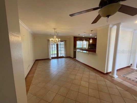 Chandelier, Empty room, Interior, Kitchen, Pendant Lights