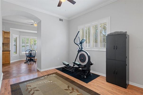 Dining room, Fitness Equipment, Interior, Wood Texture Flooring