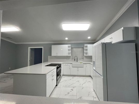 Interior, Kitchen, Marble, Recessed Lighting