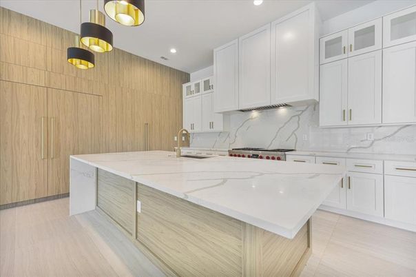 Interior, Kitchen, Marble Walls, Recessed Lighting