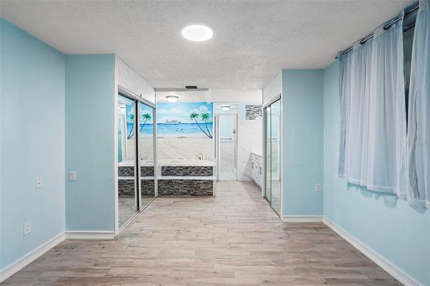 Bathroom, Interior, Recessed Lighting, Wood Texture Flooring