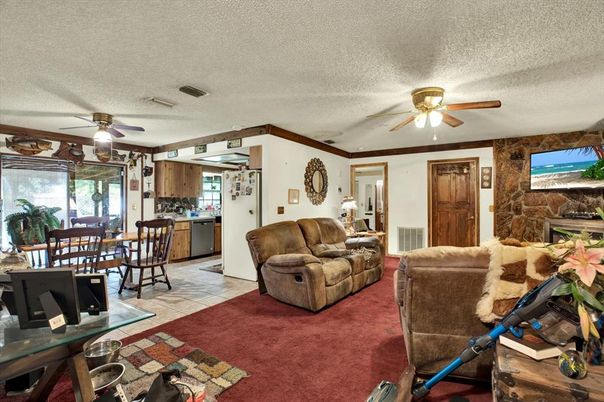 Dining room, Fireplace, Interior, Kitchen, Living room