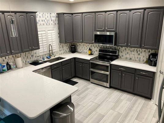 Interior, Kitchen, Recessed Lighting, Wood Texture Flooring
