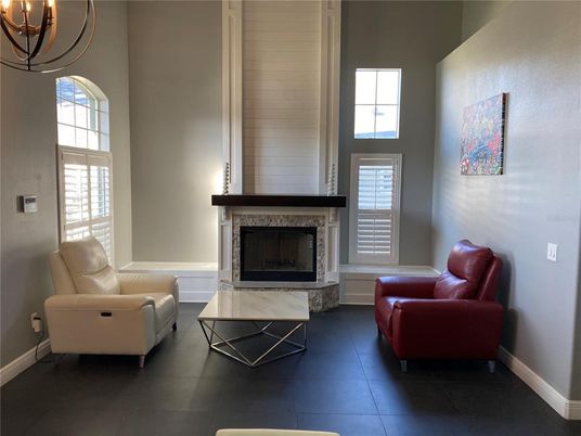 Fireplace, Interior, Living room, Pendant Lights