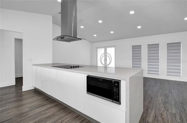 Interior, Kitchen, Recessed Lighting, Wood Texture Flooring