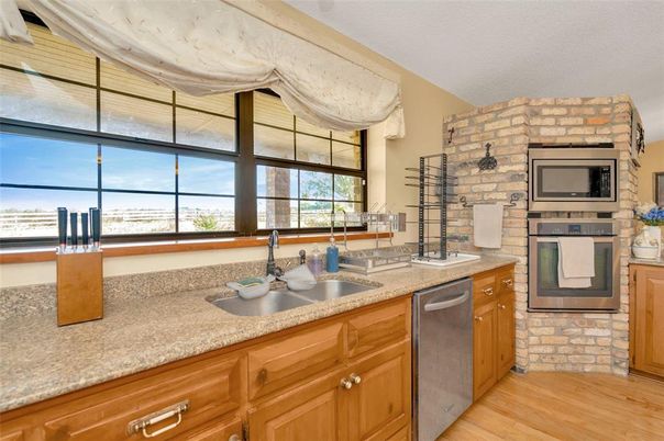 Interior, Kitchen, Stone Walls, Wood Texture Flooring