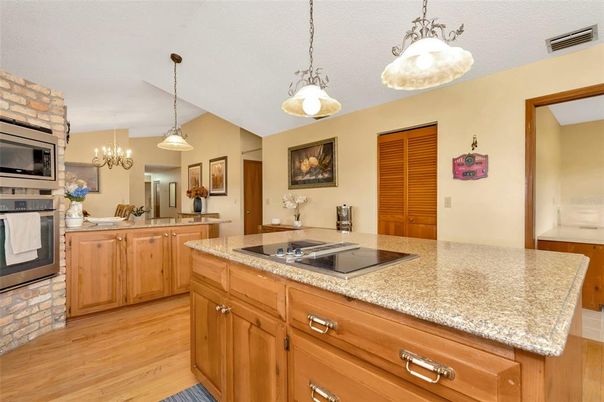 Chandelier, Interior, Kitchen, Pendant Lights, Wood Texture Flooring