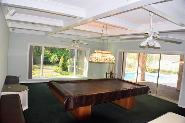Billiard Table, Game Room, Interior, Pendant Lights
