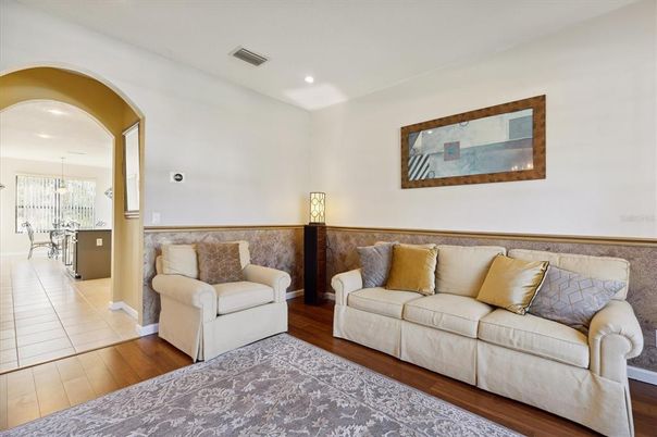 Interior, Living room, Recessed Lighting, Wood Texture Flooring