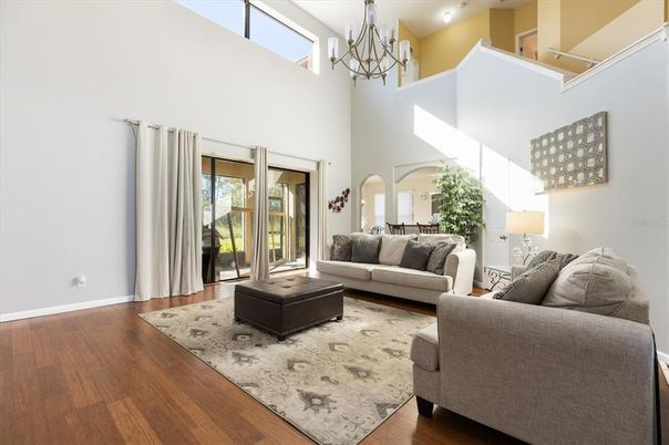 Chandelier, Interior, Living room, Wood Texture Flooring