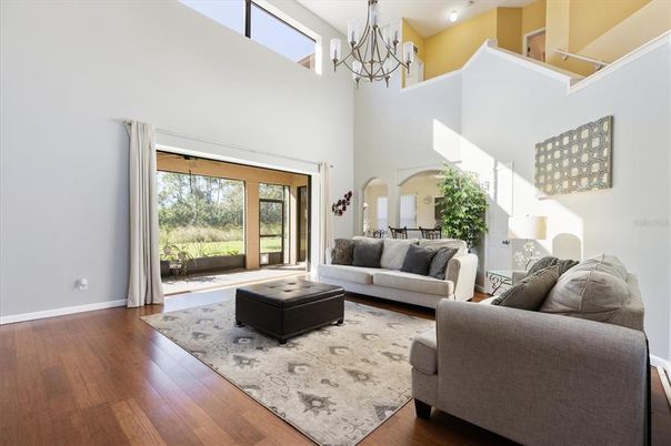 Chandelier, Interior, Living room, Wood Texture Flooring