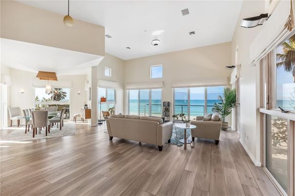 Dining room, Interior, Living room, Pendant Lights, Water, Wood Texture Flooring