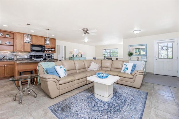 Dining room, Interior, Kitchen, Living room, Pendant Lights, Recessed Lighting, Stainless Steel Appliances