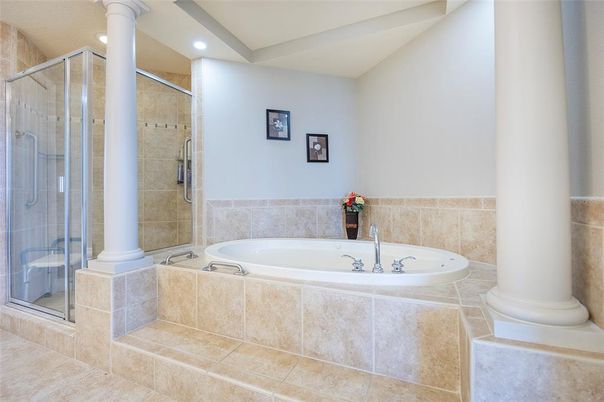 Bathroom, Glass Shower, Interior, Recessed Lighting