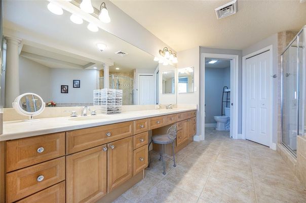 Bathroom, Dual Sink Vanities, Glass Shower, Interior