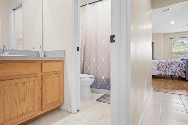 Bathroom, Interior, Recessed Lighting, Wood Texture Flooring
