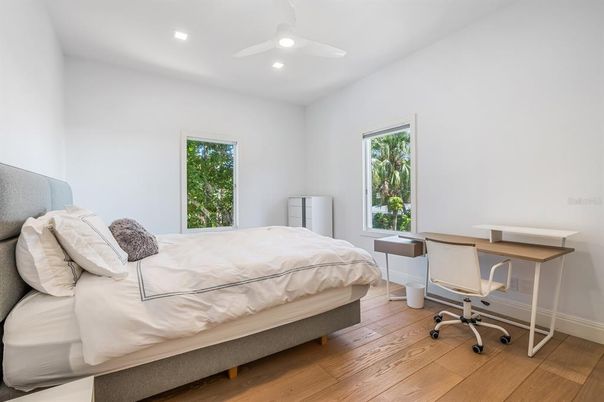 Bedroom, Home Office, Interior, Recessed Lighting, Wood Texture Flooring