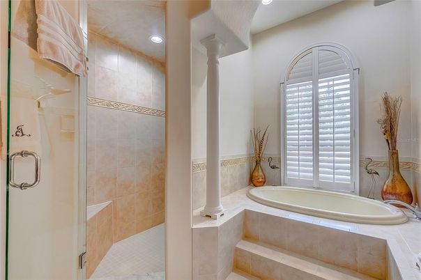 Bathroom, Glass Shower, Interior, Recessed Lighting
