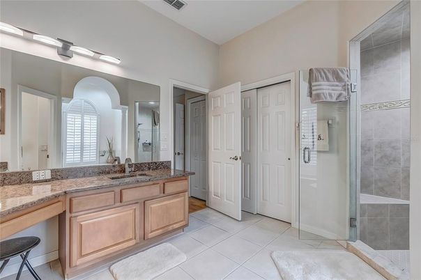 Bathroom, Dual Sink Vanities, Glass Shower, Interior