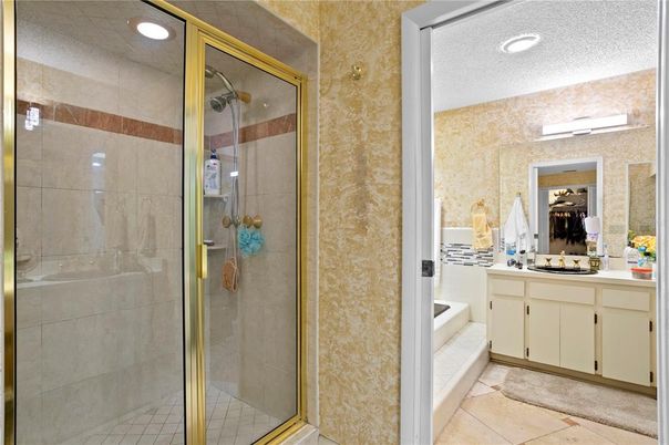Bathroom, Glass Shower, Interior, Recessed Lighting