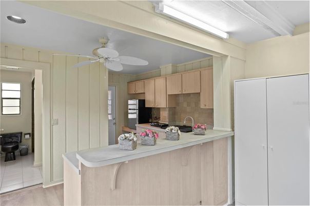 Interior, Kitchen, Recessed Lighting, Wood Texture Flooring