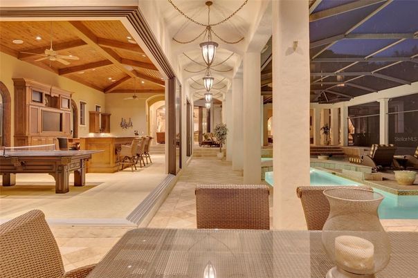Billiard Table, Game Room, Interior, Pendant Lights, Recessed Lighting, Wooden Beams, Wooden Ceilings