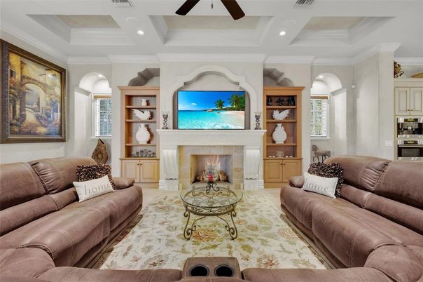 Fireplace, Interior, Living room, Recessed Lighting