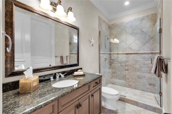 Bathroom, Dual Sink Vanities, Glass Shower, Interior, Recessed Lighting