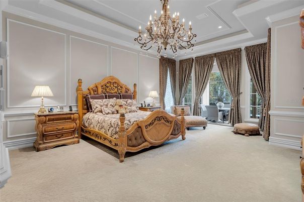 Bedroom, Chandelier, Interior, Recessed Lighting