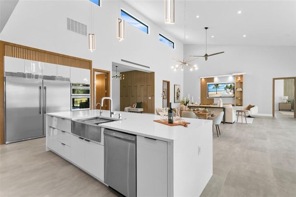 Dining room, Interior, Kitchen, Pendant Lights, Recessed Lighting, Stainless Steel Appliances