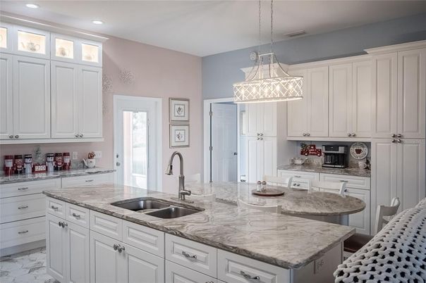 Interior, Kitchen, Marble, Pendant Lights, Recessed Lighting